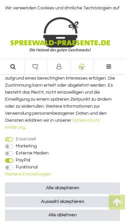Vorschau der mobilen Webseite www.spreewald-praesente.de, spreewald-praesente.de