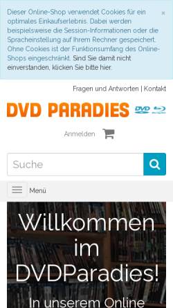 Vorschau der mobilen Webseite www.dvdparadies.at, DVD Paradies, Martin Prechtl