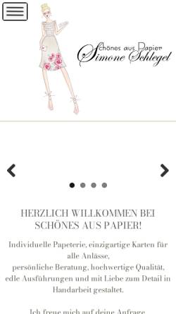 Vorschau der mobilen Webseite www.schoenes-aus-papier.de, Schönes-aus-Papier.de, Inh. Simone Schlegel