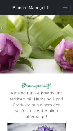 Vorschau der mobilen Webseite www.blumen-manegold.de, Blumengeschäft und Gärtnerei Manegold