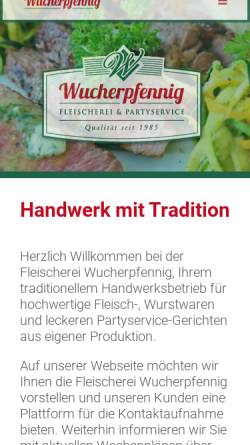 Vorschau der mobilen Webseite www.fleischerei-wucherpfennig.de, Linus Wucherpfennig Fleischerei und Partyservice