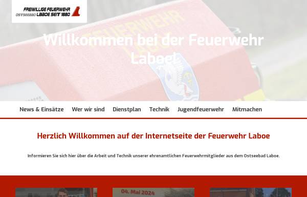 Vorschau von www.feuerwehr-laboe.de, Freiwillige Feuerwehr Laboe seit 1880