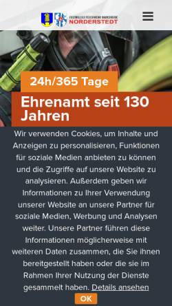 Vorschau der mobilen Webseite www.feuerwehr-harksheide.de, Freiwillige Feuerwehr Harksheide