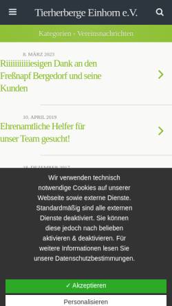 Vorschau der mobilen Webseite www.einhornev.de, Tierrechtsorganisation Einhorn e.V.