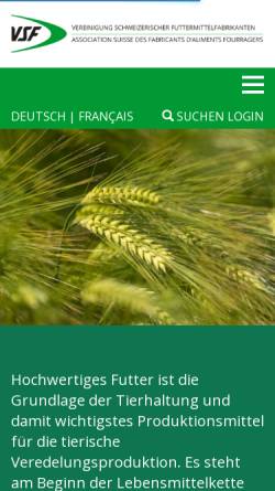 Vorschau der mobilen Webseite www.vsf-mills.ch, Vereinigung Schweizerischer Futtermittelfabrikanten