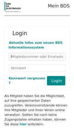 Vorschau der mobilen Webseite www.bds-gewerbevereine.de, Bund der Selbständigen Landesverband Baden-Württemberg e. V.