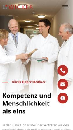 Vorschau der mobilen Webseite www.reha-klinik.de, Klinik Hoher Meißner