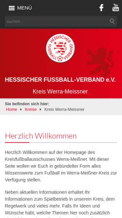 Vorschau der mobilen Webseite werra-meissner.hfv-online.de, Hessischer Fußball Verband-Werra-Meißner