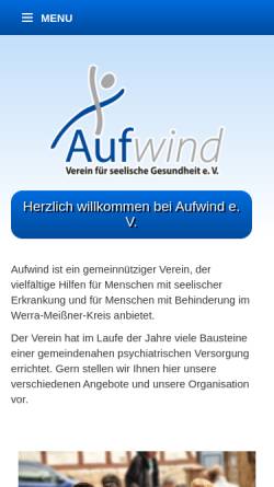 Vorschau der mobilen Webseite www.aufwind-wmk.de, Aufwind - Verein für seelische Gesundheit e. V.