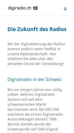 Vorschau der mobilen Webseite www.digiradio.ch, Digitalradio Schweiz