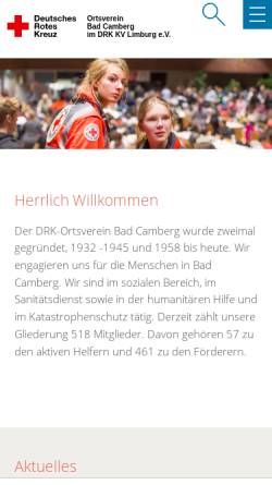 Vorschau der mobilen Webseite www.rotkreuz-camberg.de, DRK Bad Camberg
