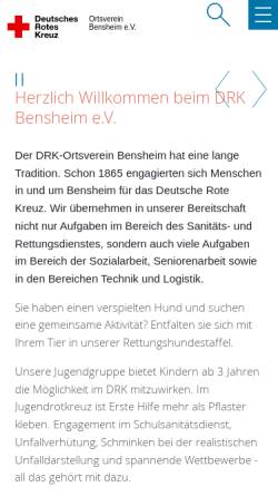 Vorschau der mobilen Webseite www.drk-bensheim.de, DRK Bensheim