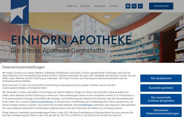 Vorschau von www.einhorn-apotheke.de, Einhorn-Apotheke Dr.Wickop