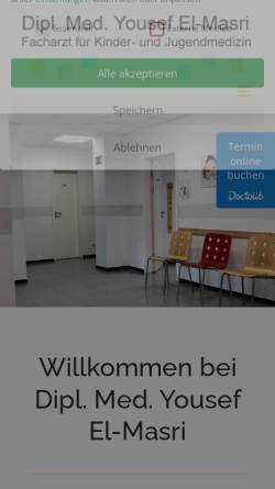 Vorschau der mobilen Webseite kinderarzt-elmasri.de, Dipl. med. Yousef El-Masri
