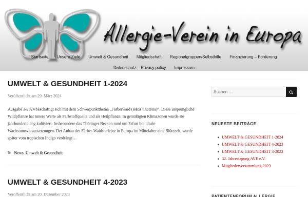 Vorschau von www.allergieverein-europa.de, Allergie Verein in Europa