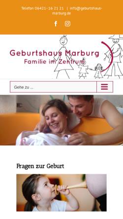 Vorschau der mobilen Webseite www.geburtshaus-marburg.de, Geburtshaus Marburg e.V.