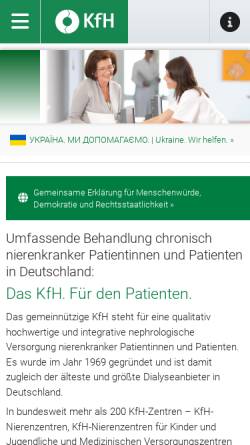 Vorschau der mobilen Webseite www.kfh.de, KfH Kuratorium für Dialyse und Nierentransplantation e.V.