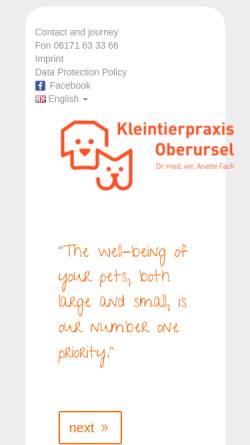 Vorschau der mobilen Webseite www.kleintierpraxis-oberursel.de, Kleintierpraxis Oberursel