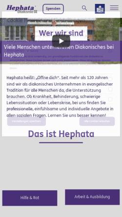 Vorschau der mobilen Webseite www.hephata.de, Hephata Klinik Schwalmstadt
