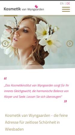 Vorschau der mobilen Webseite kosmetik-van-wyngaarden.de, Kosmetik van Wyngaarden