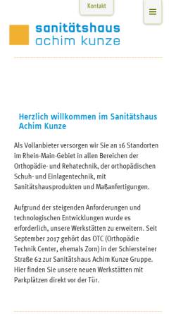 Vorschau der mobilen Webseite www.s-ak.de, Sanitätshaus Achim Kunze GmbH
