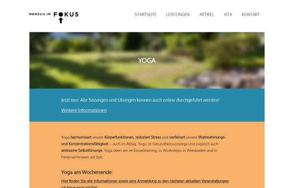 Vorschau von www.yoga-praxis-wiesbaden.de, Yoga-Kurse und Yoga Einzelunterricht in Wiesbaden