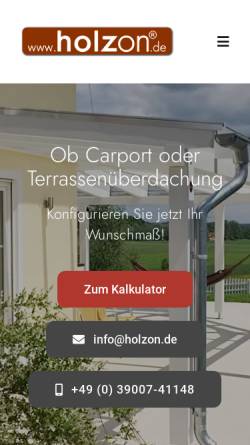 Vorschau der mobilen Webseite www.holzon.de, Holzbau Janusz & Marian GmbH