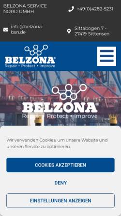 Vorschau der mobilen Webseite www.belzona-bsn.de, Belzona Service Nord GmbH