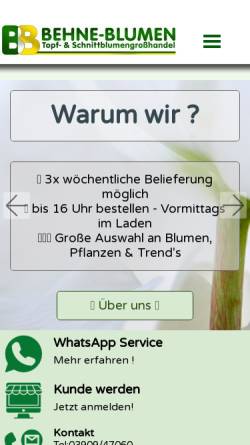 Vorschau der mobilen Webseite www.behne-blumen.de, Behne-Blumen