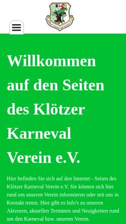 Vorschau der mobilen Webseite www.kkv-kloetze.de, Klötzer Karneval Verein e.V.