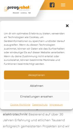 Vorschau der mobilen Webseite www.preugschat-elektro.de, Preugschat - Elektrotechnik