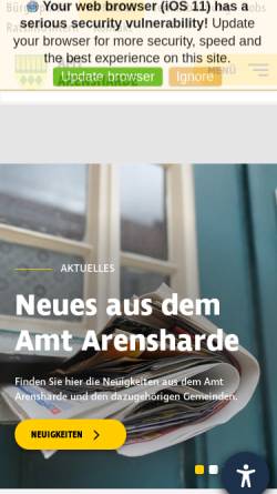 Vorschau der mobilen Webseite www.amt-arensharde.de, Amt Arensharde