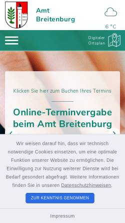 Vorschau der mobilen Webseite www.amt-breitenburg.de, Amt Breitenburg