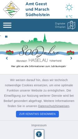 Vorschau der mobilen Webseite www.amt-moorrege.de, Amt Moorrege