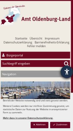 Vorschau der mobilen Webseite www.amt-oldenburg-land.de, Amt Oldenburg-Land