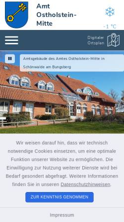 Vorschau der mobilen Webseite www.amt-ostholstein-mitte.de, Amt Ostholstein Mitte