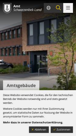 Vorschau der mobilen Webseite www.amt-schwarzenbek-land.de, Amt Schwarzenbek - Land