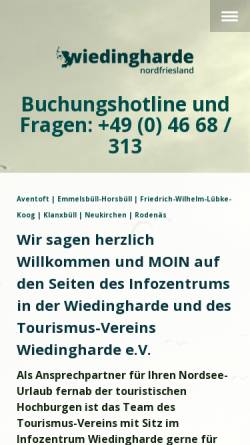 Vorschau der mobilen Webseite www.wiedingharder-infozentrum.de, Infozentrum Wiedingharde