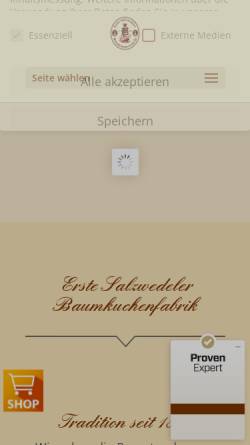Vorschau der mobilen Webseite baumkuchen-salzwedel.de, Baumkuchenfabrik Oskar Hennig