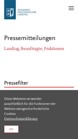 Vorschau der mobilen Webseite www.ltsh.de, Informationsangebot Schleswig-Holsteinischer Landtag