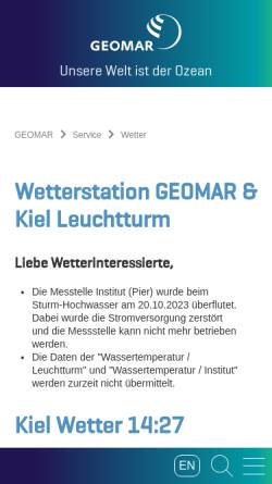 Vorschau der mobilen Webseite www.geomar.de, Kiel