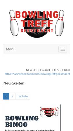 Vorschau der mobilen Webseite www.bowling-treff-geesthacht.de, Bowlingcenter