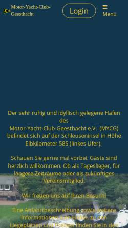 Vorschau der mobilen Webseite www.mycg-elbe.de, Motor-Yacht-Club Geesthacht e.V. von 1973