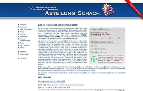Vorschau von www.traveschach.de, Schachabteilung des TSV von 1860 e.V. Travemünde