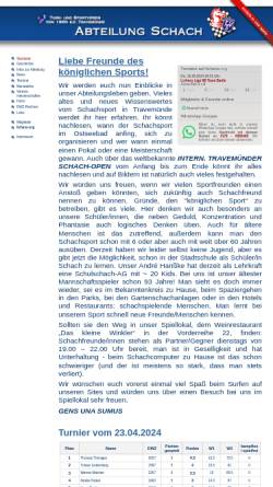 Vorschau der mobilen Webseite www.traveschach.de, Schachabteilung des TSV von 1860 e.V. Travemünde