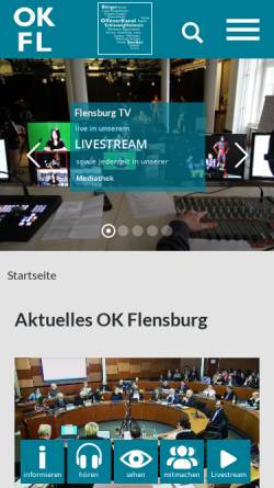 Vorschau der mobilen Webseite www.oksh.de, Offener Kanal Flensburg