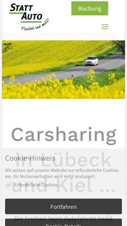 Vorschau der mobilen Webseite www.stattauto-kiel.de, StattAuto Kiel, CarSharing GmbH