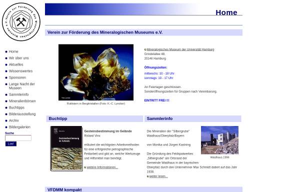 Vorschau von www.vfdmm.de, Verein zur Förderung des Mineralogischen Museums e.V.