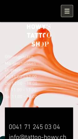 Vorschau der mobilen Webseite www.tattoo-howy.ch, Howy's Tattoo-Shop, Thomas Meili