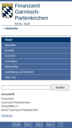 Vorschau der mobilen Webseite www.finanzamt-garmisch-partenkirchen.de, Finanzamt Garmisch-Partenkirchen